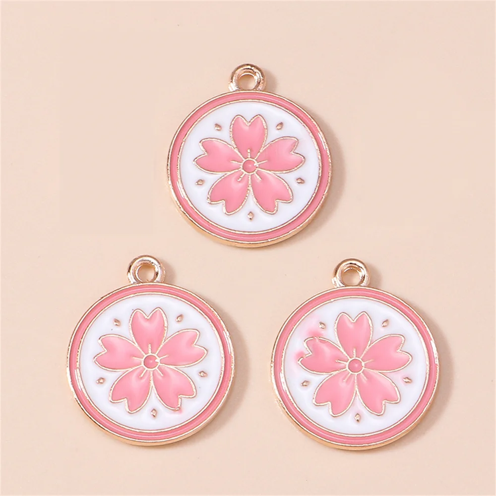 Leslie 20 Stück Niedliche Rosa Sakura-Blüten-Anhänger Kirschblüten-Charms für DIY Handgemachte Ohrringe Schmuckherstellung Zubehör – Detail 3