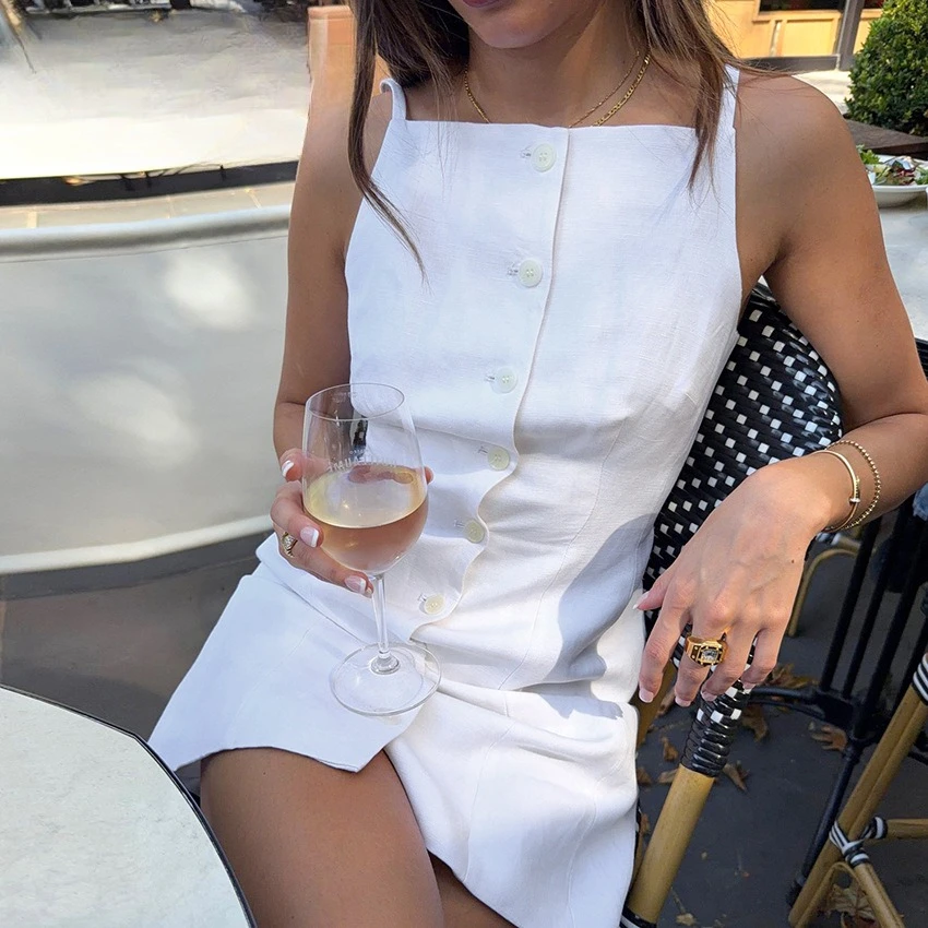 

Shpmishal 100% Cotton Sleeveless Mini Dress Women Spring Summer Casual A Line Crew Neck Work Commute Dress