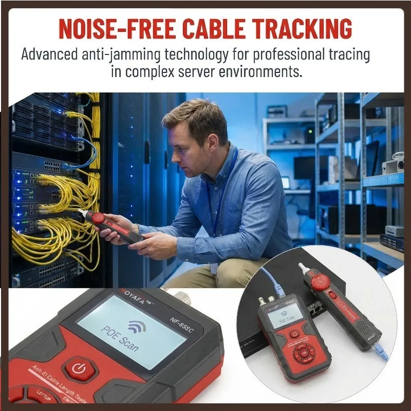Noyafa Network Cable Testers NF-858C Tester Portable Cat 5 Cat 6 RJ11 BNC Cable Finder Measuring Cable Length