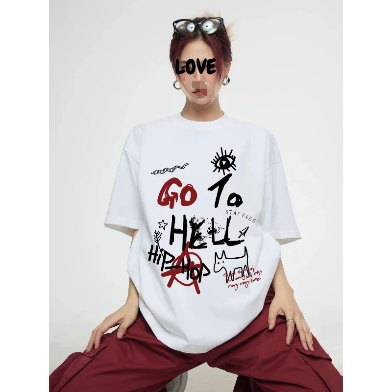 

Новая весенне-летняя белая футболка с надписью унисекс, свободная модная футболка высокого качества, винтажная повседневная футболка с коротким рукавом, топ