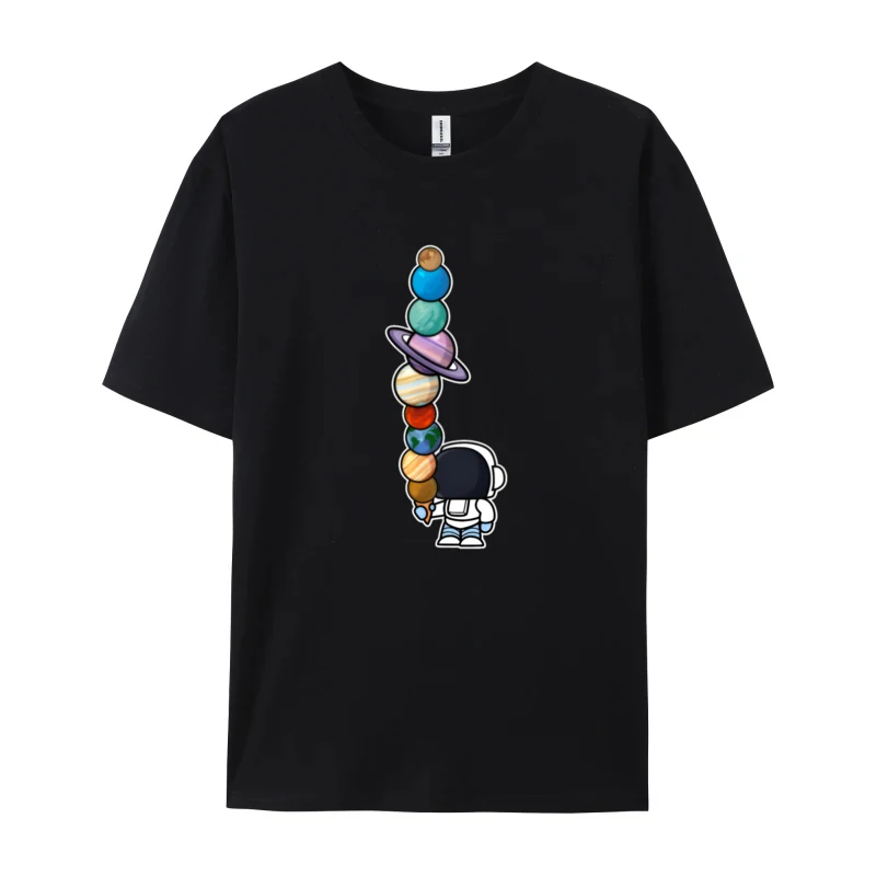 New Fashion astronaut ice cream eating plane Funny Men Soft Top Tee Men's Premium Cotton Printed T-Shirt