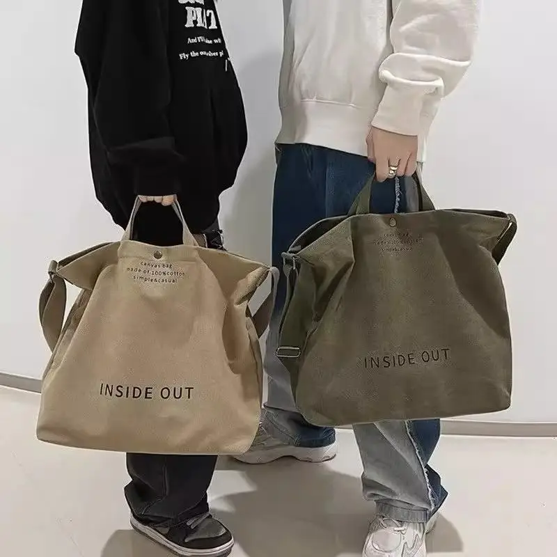 

Large Capaci Canvas Bag Thiened High School Student Handbag Book Bag Retro Zipper Closure Single oulder Bag for Men