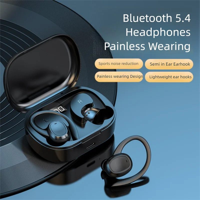 Wireless Bluetooth 5.4 Headphones Sports Waterproof In Ear Earhook With Mic Digital Power Display Hifi Stereo Earbud Lightweight