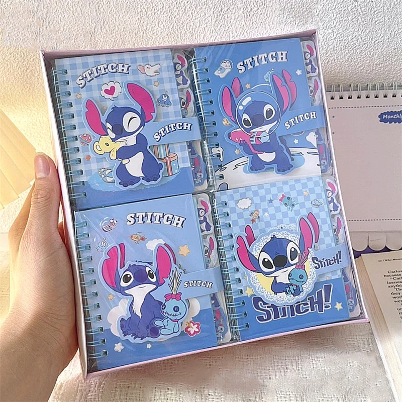 Random 1 Pcs Nieuwe Disney Stitch Kindercadeau Creatieve Cartoon Student Briefpapier Draagbare Spoel Notebook Met Balpen Set