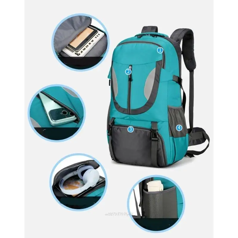 X5XA 60L Adventure Backpack with Multi Compartment Waterproof Large Capacity Daypack