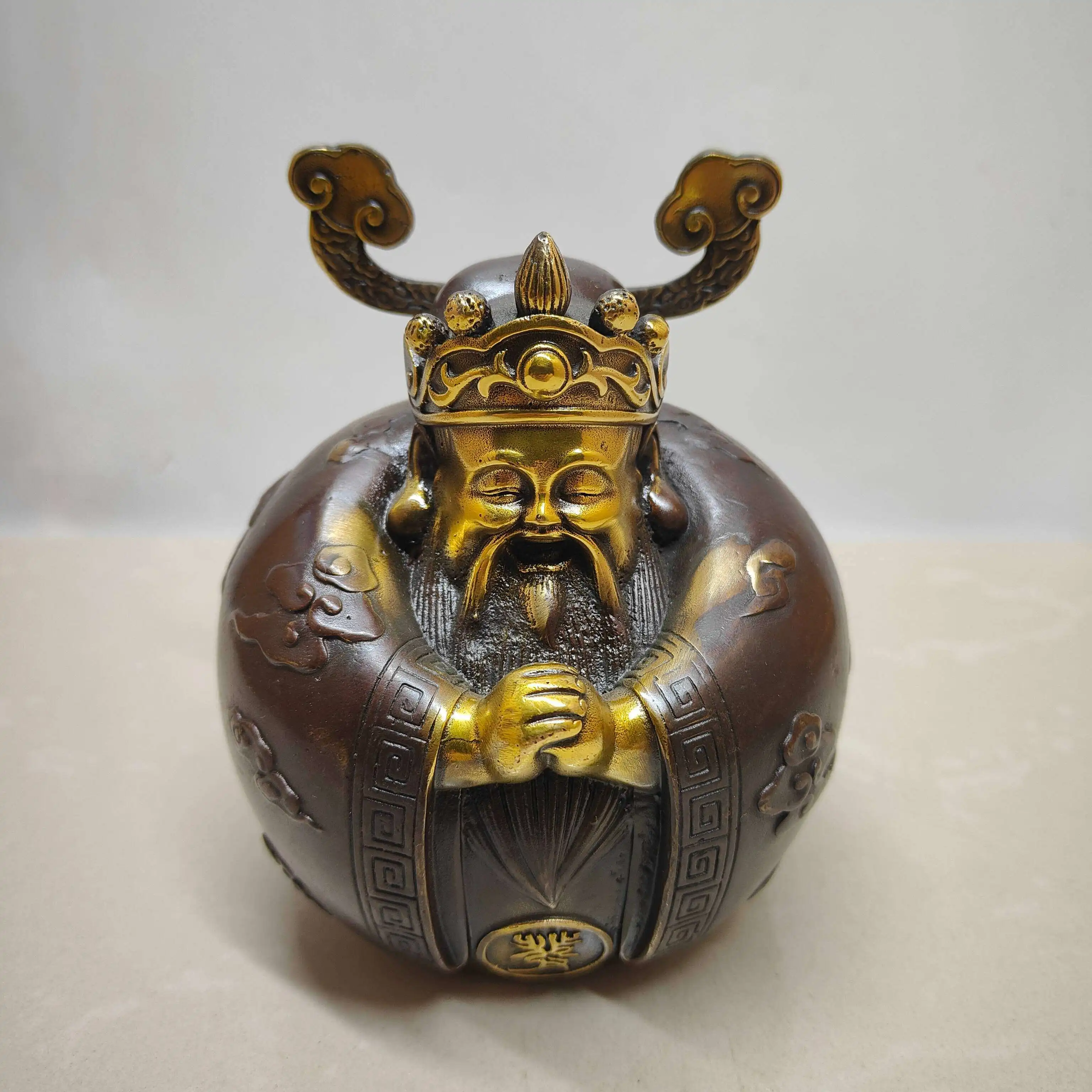

Pure Copper Gilded Little Fortune God Statue Retro Lucky Wealth Home Shop Decor Craft