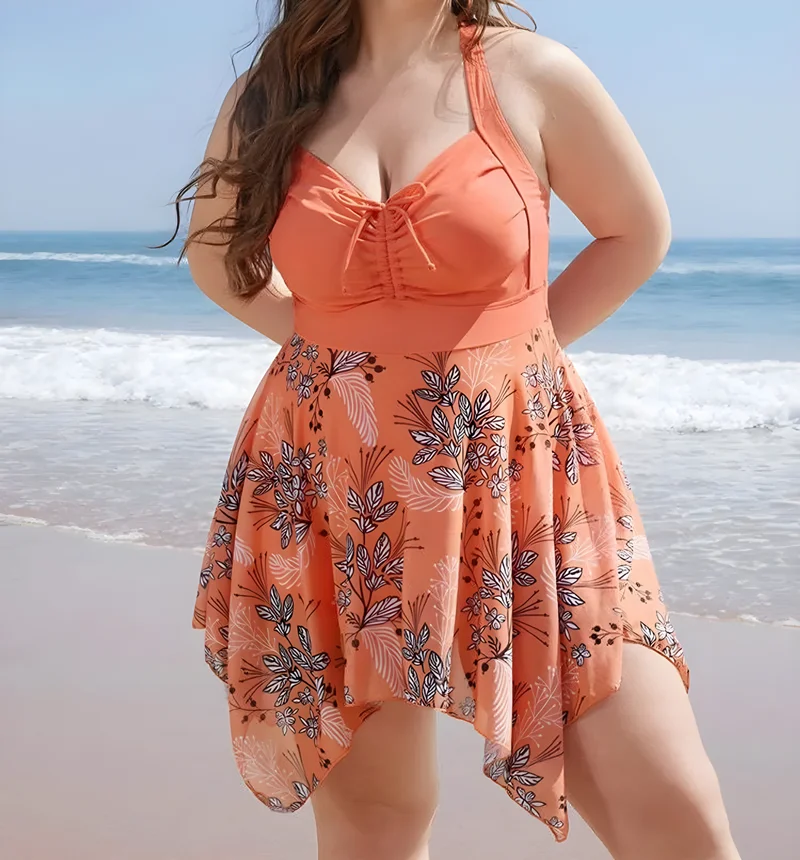 Plus Size jednoczęściowy damski strój kąpielowy 2024 modny strój kąpielowy na plażę wakacje duży rozmiar strój kąpielowy eleganckie stroje kąpielowe