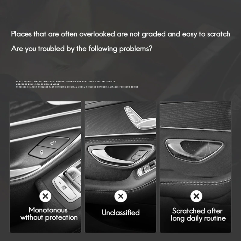 غطاء وعاء مقبض باب السيارة من ألياف الكربون ، تشذيب لمرسيدس بنز C ، E ، GLC ، Class W205 ، X253 ، GLC260L ، E3000L ، C200L ، 15-21 ، LHD