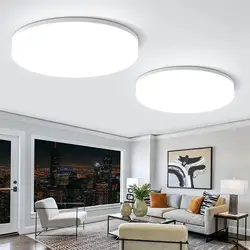 Lámpara de techo LED redonda moderna de 12 pulgadas, accesorio de luces LED de montaje empotrado blanco para cocina, dormitorio, sala de estar y pasillo