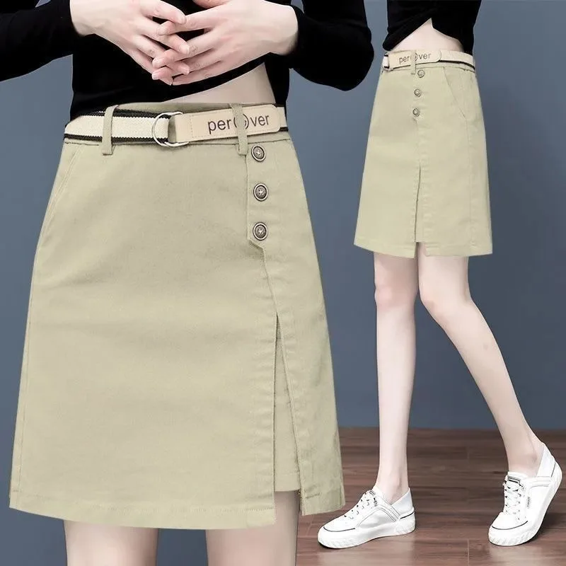 

New Short Skirt Irregular A-line Can Fit The Buttocks One Step High Waist Slimming Look Casual Versatile Slit Makes Look Slimmer