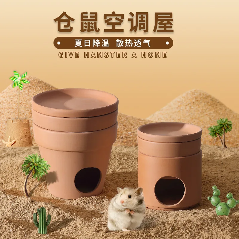 Hamster Cooling Red Pottery Igloo Heat Dissipation Breathable Golden Bear Summer Air Conditioning Nest Villa