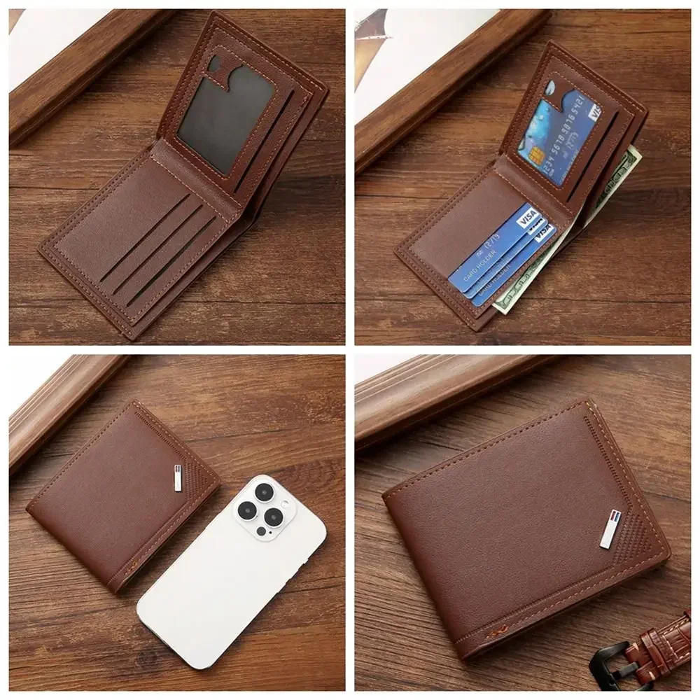 Multi-position Men's Short Wallet PU Leather Thin Men Coin Pocket Korean Style Multi-function Male Leather Purse Shopping