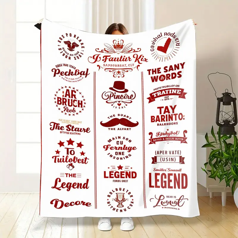 Coperta in flanella da 1 pezzo Coperta con citazioni di leggenda in stile vintage per un accogliente arredamento del soggiorno