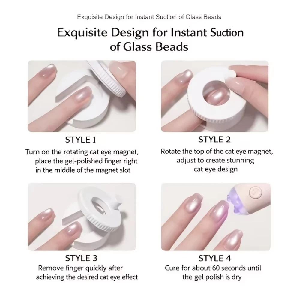 Rotierender Katzenauge-Nagelmagnet Multifunktionaler Breiter Lichteffekt Glasperlen-Effekt Starker Automatischer Magnet für Gel-Nagellack – Detail 3