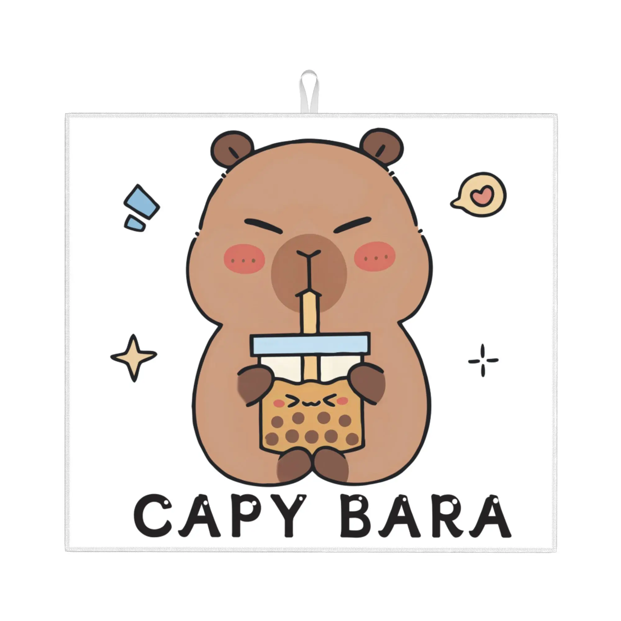 Drying Mat For Kitchen Cartoon Animal Pets Capybara Water Absorbent Waterproof Reusable  On Slip Kitchen Counter Protector Mat