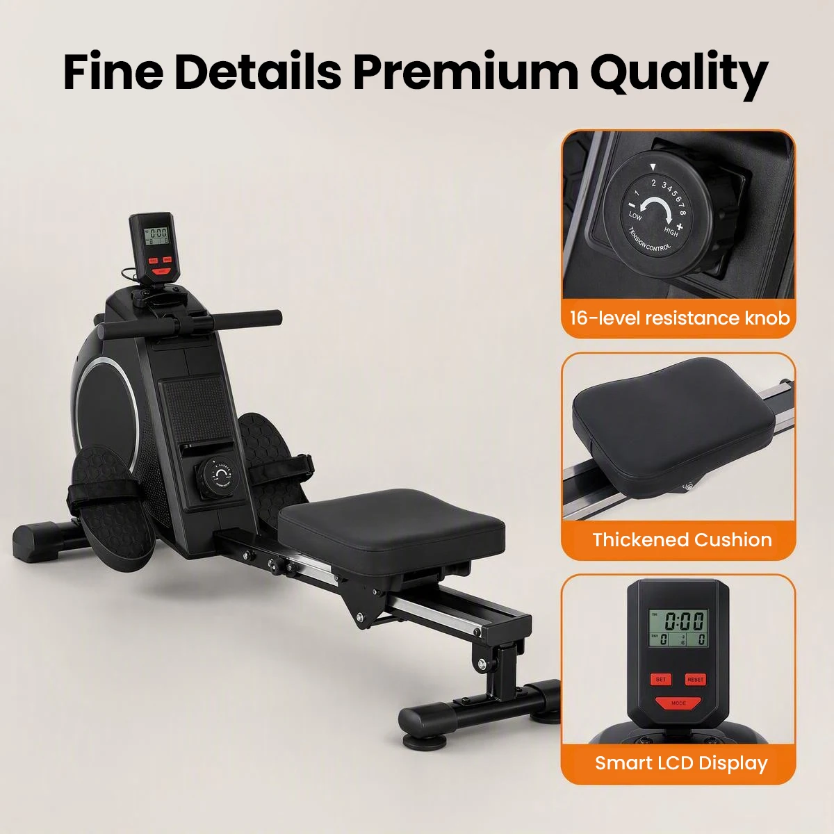 Rowing Machine Foldable Gym Row Trainer Indoor Fitness Equipment Magnetic Resistance Rower Machine for Gym Fitness