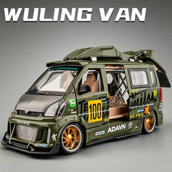 1:24 Wuling Hongguang Refitted Vehicle Alloy Model Car Toy Diecasts Metal Casting Sound and Light Car Toys For Children Vehicle