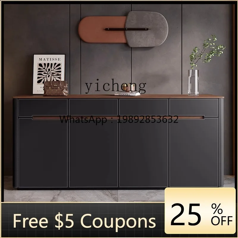 

DD Saddle Leather Home Entrance Shoe Cabinet Large Capacity Storage Solid Wood Cabinet