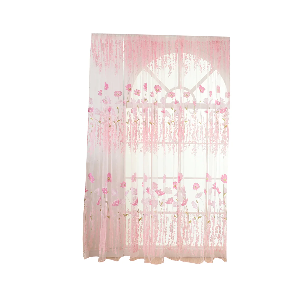 200x100cm Galsang Flower Sheer Curtain Tulle Window Treatment Voile Drape Valance (Pink) sheer curtains