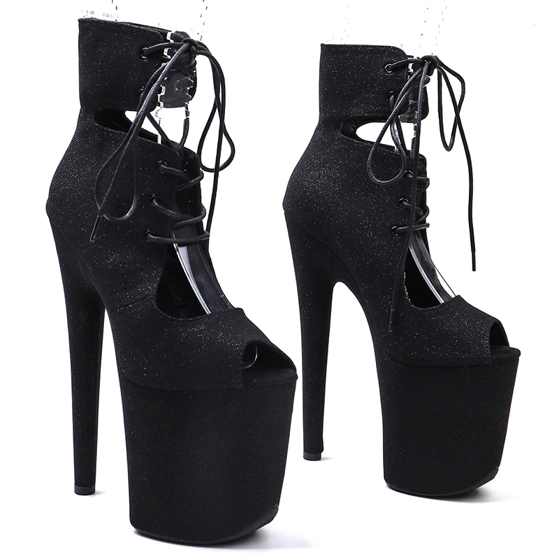 

Leecabe 20CM/8inches glitter Upper Trendy fashion Platform High Heels boots party stripper heel Pole Dance shoes