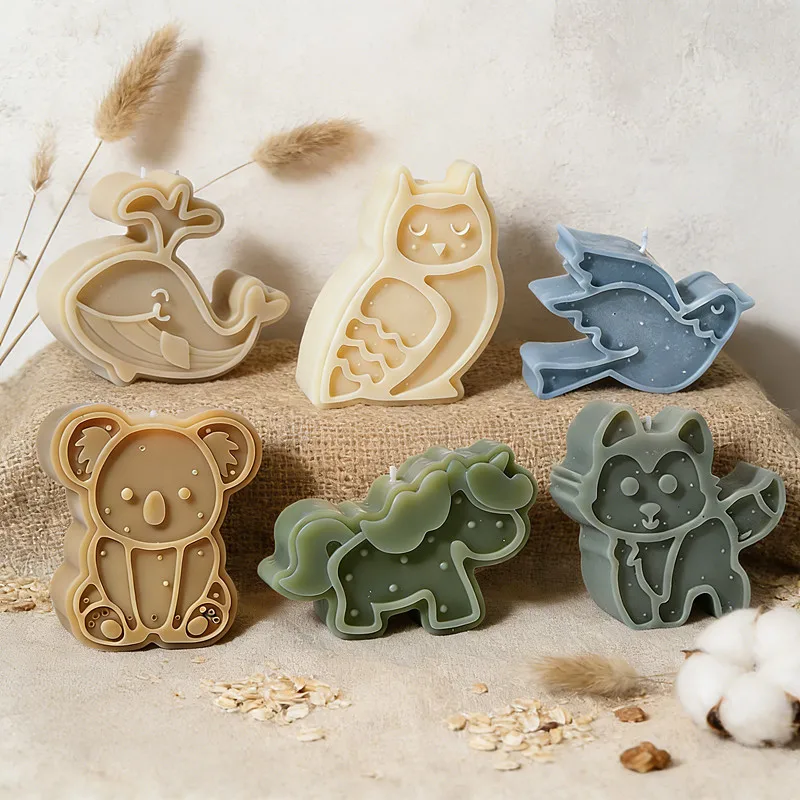 Cute Animal Silicone Candle Mold - DIY Bird Dolphin Koala Flying Dog Horse Aroma Soap Plaster Tool for Creative Home Crafting view 4