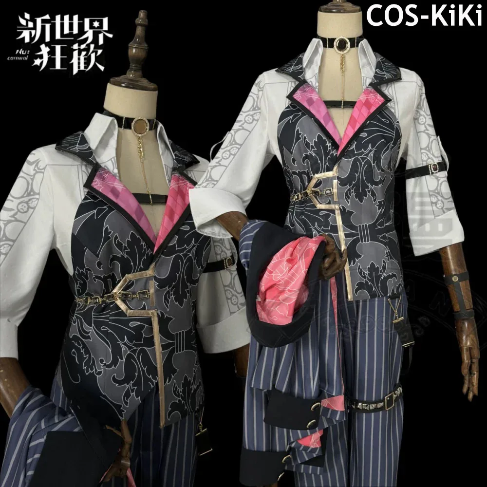COS-KiKi Nu: Carnival Eiden Glamorous Deep Red Game Suit Cool Handsome Uniform Cosplay Costume Halloween Party Role Play Outfit