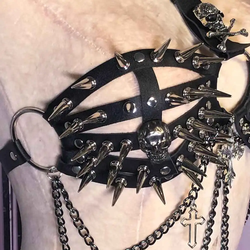 Y2K TOPS Punk Rock Fatto a mano Goth Skull Eco Gothic Tank E-Girls Grunge Fai da te Harajuku anni '90 Cross Club Wear Kawaii Emo Teen