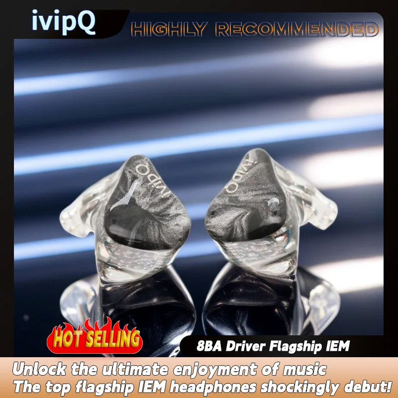 ivipQ Conch V11 8BA Driver Flagship IEM With Upgraded Modular Cable HiFi Music Monitor Earphones Wired For Audiophiles Musicians