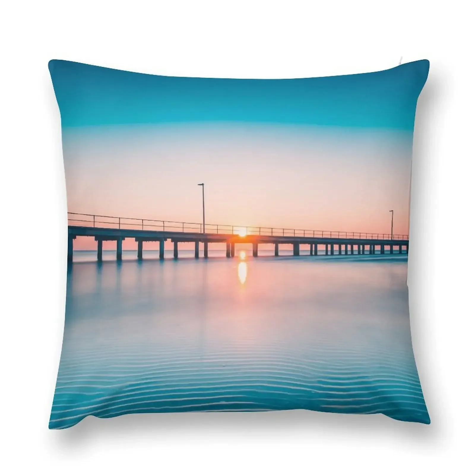 Fine Art Sunset at Rosebud Pier Throw Pillow New year Cushions For Sofa pillow