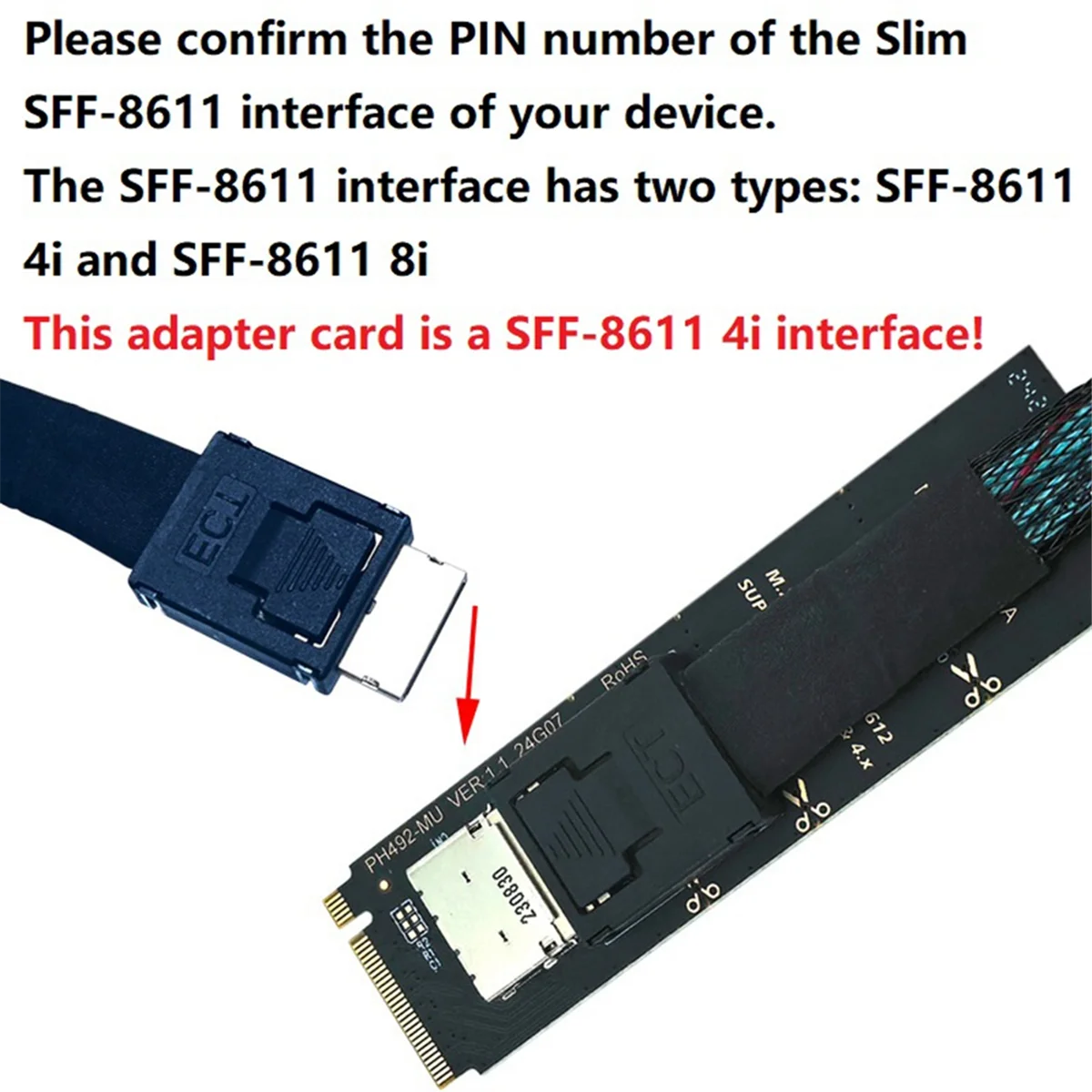 M.2 NVMe PCIe para Oculink Dock Fêmea SFF-8612 Adaptador M.2 Mkey Nvme para Oculink SFF-8611 SFF-8612 Adaptador