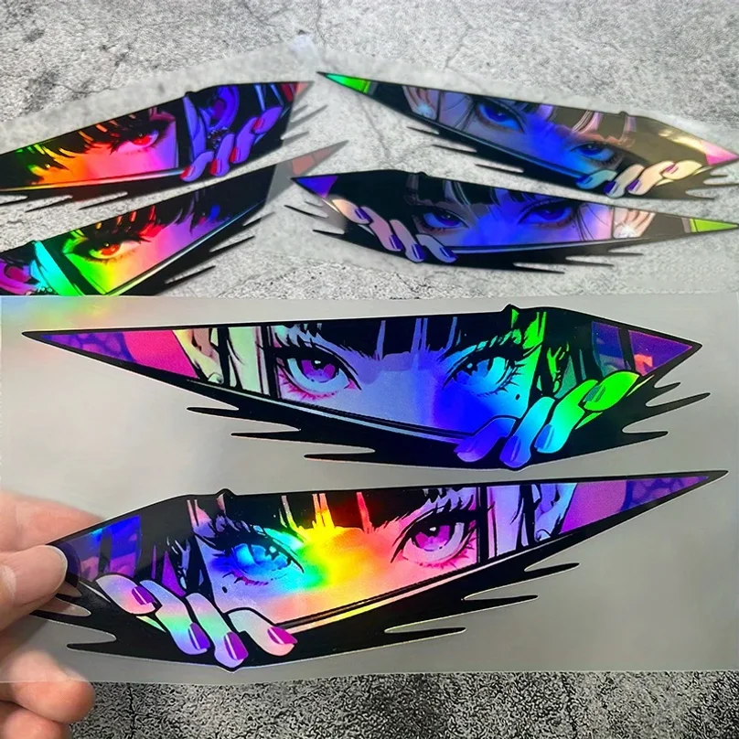 

1pair Anime Eyes JDM Car Stickers Waterproof Moto Front Fairing Side Panels Fuel Tank Electric Scooter Auto Window Vinyl Decals