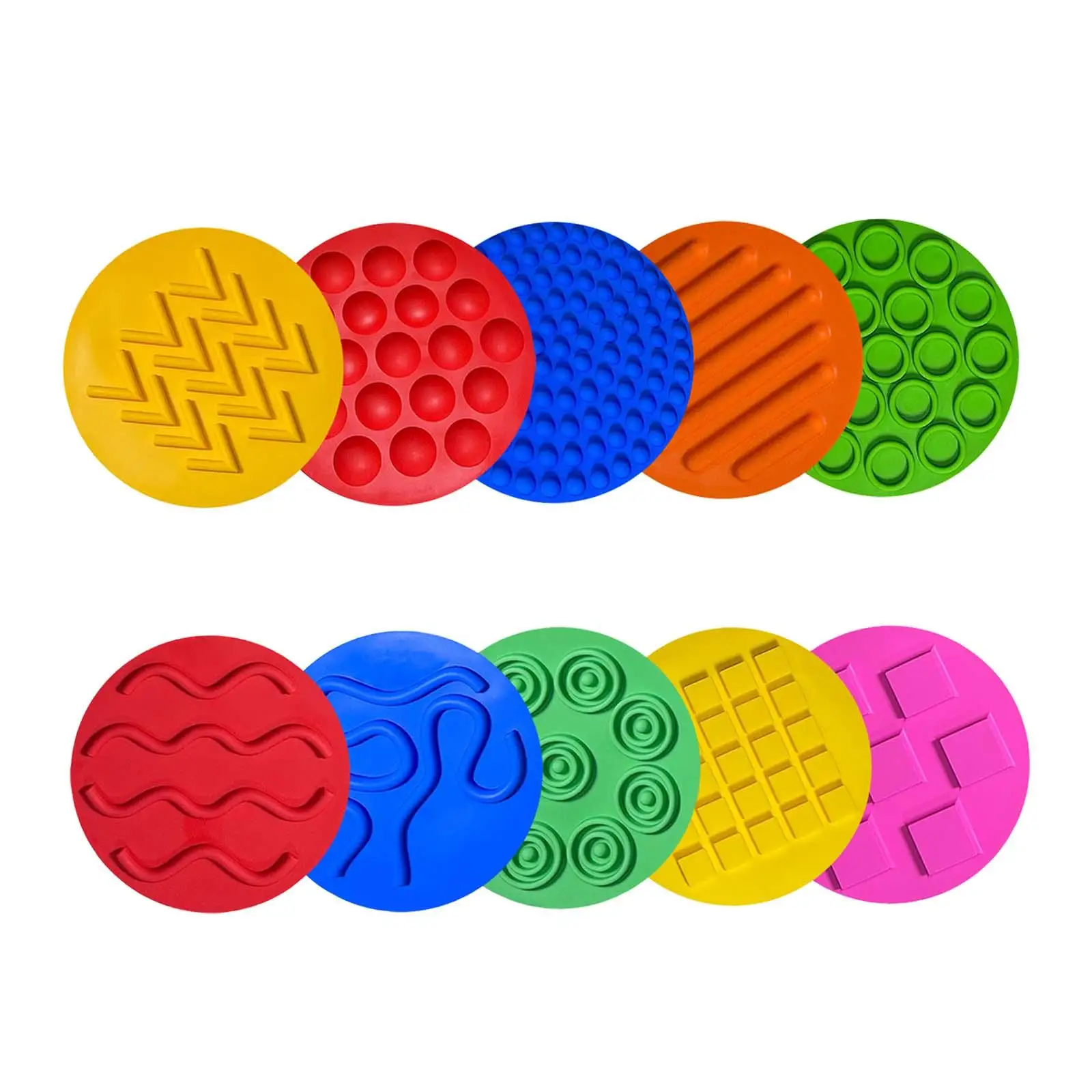 10Pcs Sensory Silicone Mats Sensory Pads Early Learning Play Portable Sensory