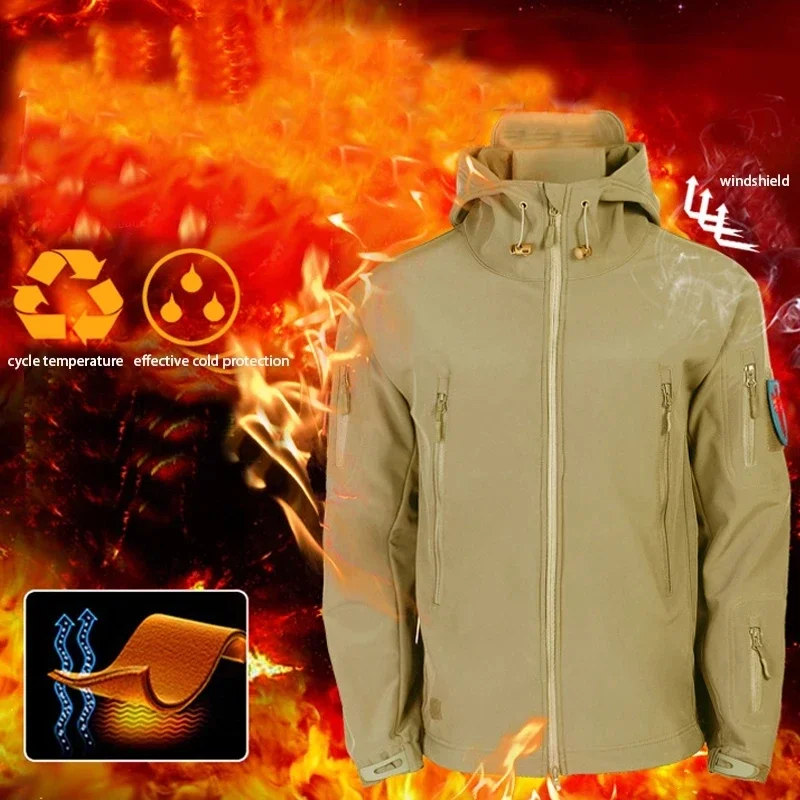 Chaqueta de piel de tiburón para exteriores, suéter de felpa de concha suave, táctica de escalada engrosada, entrenamiento especial, a prueba de