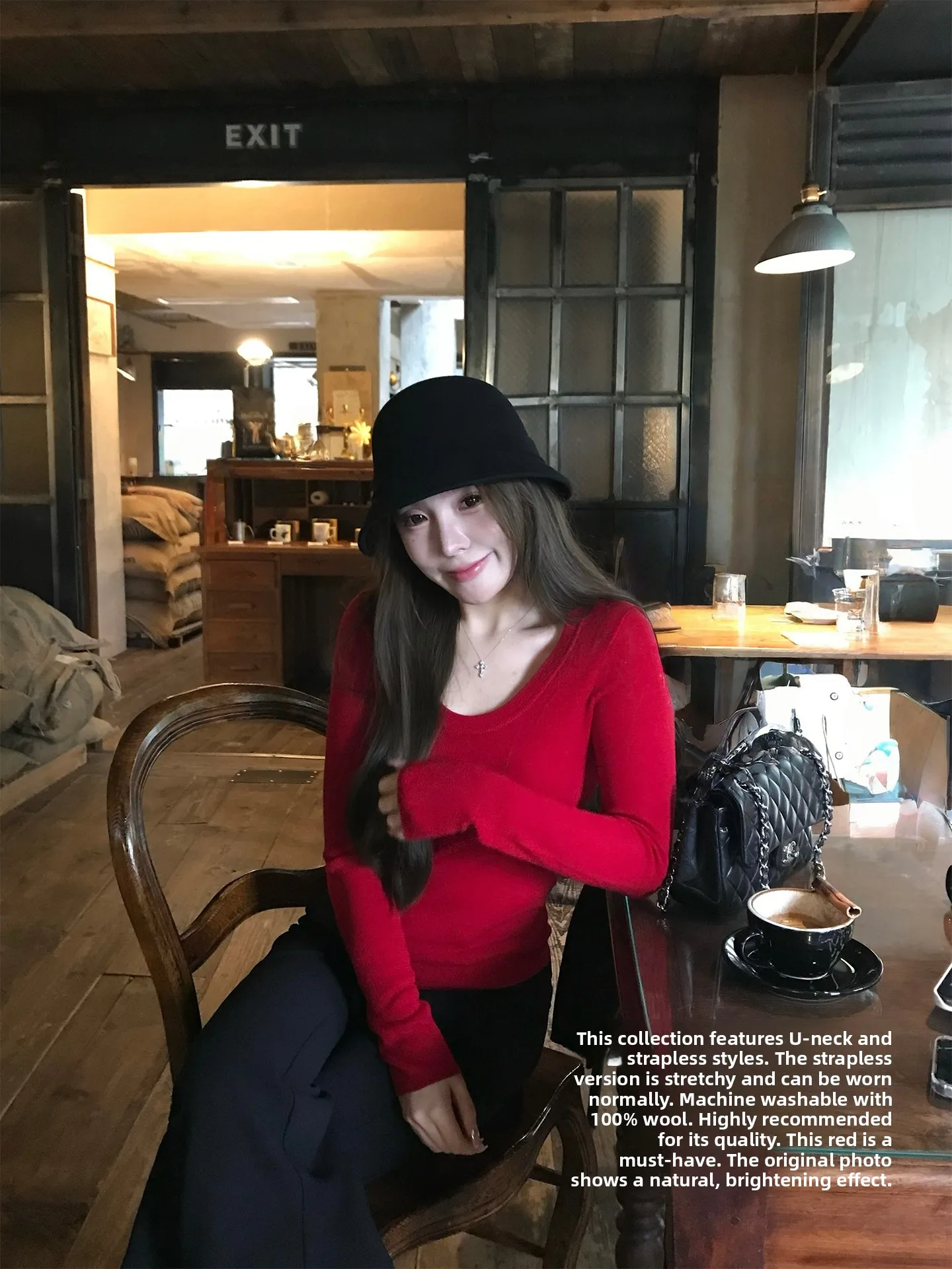 

Универсальный вязаный свитер Good Morning Beans Yangzi Wool 48 Teads, машинная стирка, U-образный вырез, облегающий крой, базовый слой для женщин