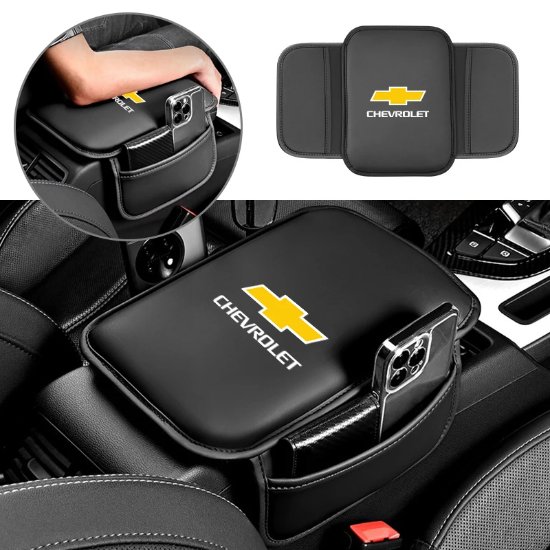 Car Armrest Box Pad Universal Leather Armrest Cushion with Pocket Central Memory For Chevrolet Cruze Tracker Sonic ONIX Orlando