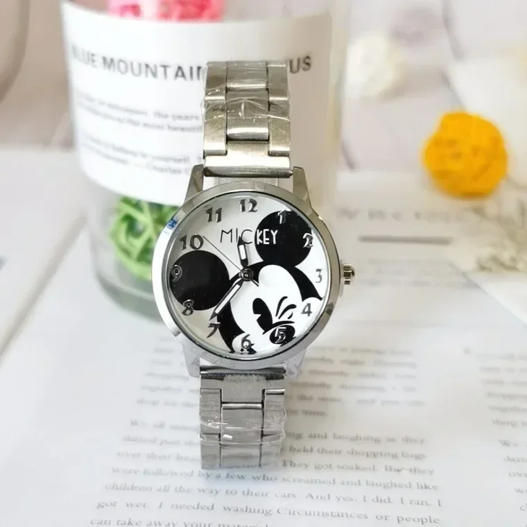 Disney Fashionmickey Cartoon Fashion Children\'s Watch Lovely Stitch Stainless Steel Children\'s Waterproof Watch Holiday Gift