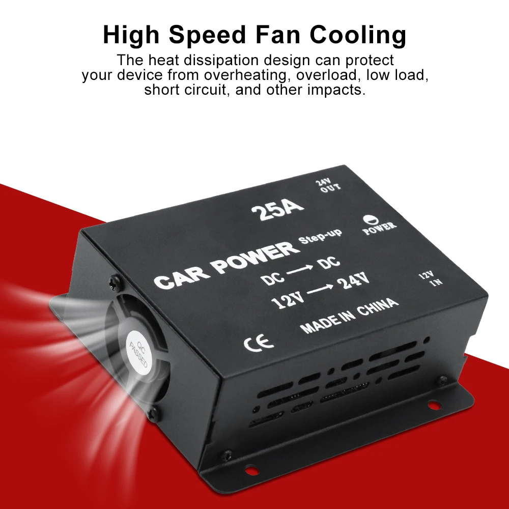 Power Converter DC 12V to 24V Auto Accessories Car Transformer Adapter High Power 25A Power Step-up Voltage Booster - view 4