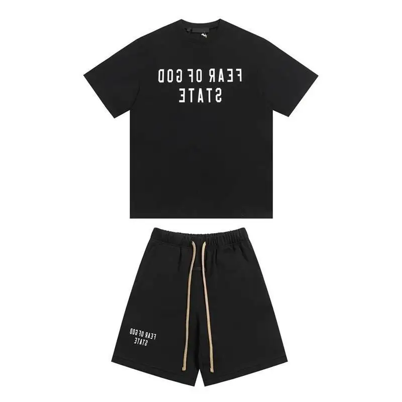 

entials Cotton Printed round Ne Sportswear Set Casual Loose orts T-irt ex Summer Faion Versatile Sweatirt