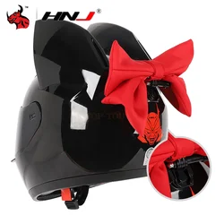 HNJ Motorcycle Helmet Full Face Casco Moto Breathable Motocross Helmet Removable Cat Ears Helmets Detachable Bow Casco Motocross