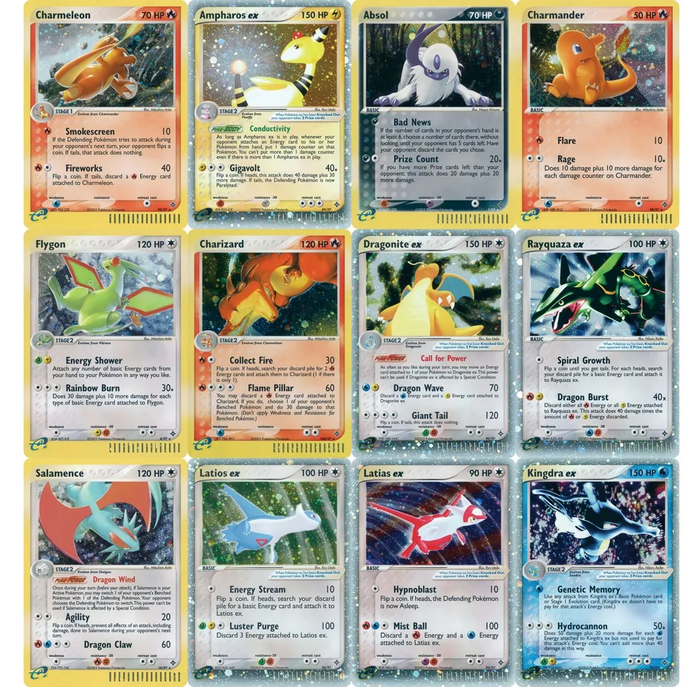 Potdemiel Carte Pokemon Drago Set EX Holo Carte rare Charizard Rayquaza Charmeleon Charmander Latios Carte Pokemon PTCG Regalo
