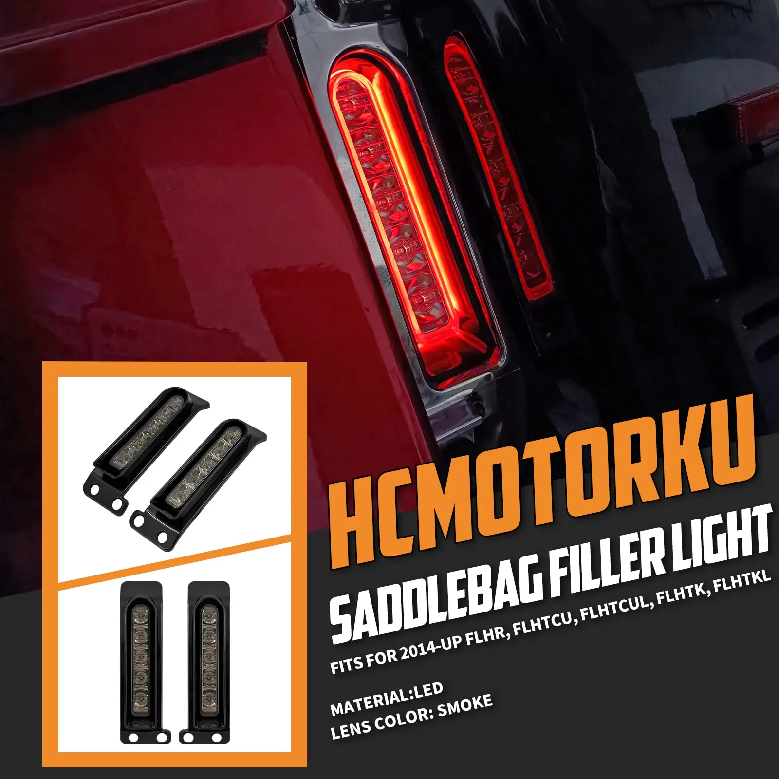 Motorcycle LED Filler Panel Lights Rear Fender Light Turn Signals for For Harley Touring Electra Glide Road King FLHTK 14-2023