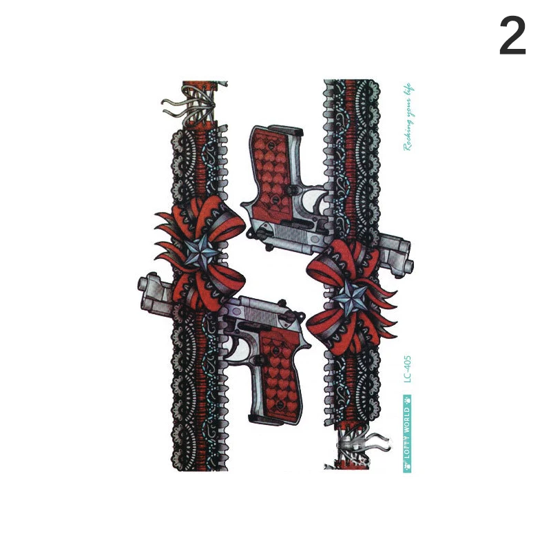 Hot Sale Beauty Fashional Leg Temporary Tattoo For Women Big Bow-tie With  Lace Gun Black Red Waterproof Tattoo Sticker