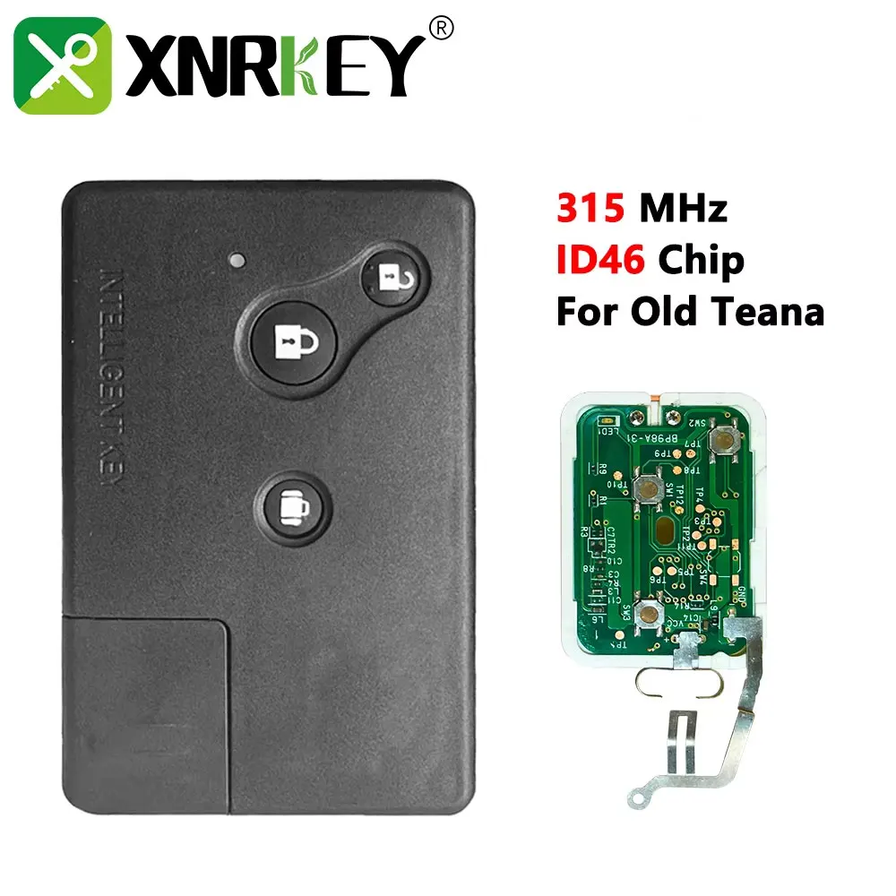 

XNRKEY 3 Button Smart Remote Car Key ID46 Chip 315Mhz for Nissan Teana (Old Model) with Insert Small Key NSN14 Uncut Blade