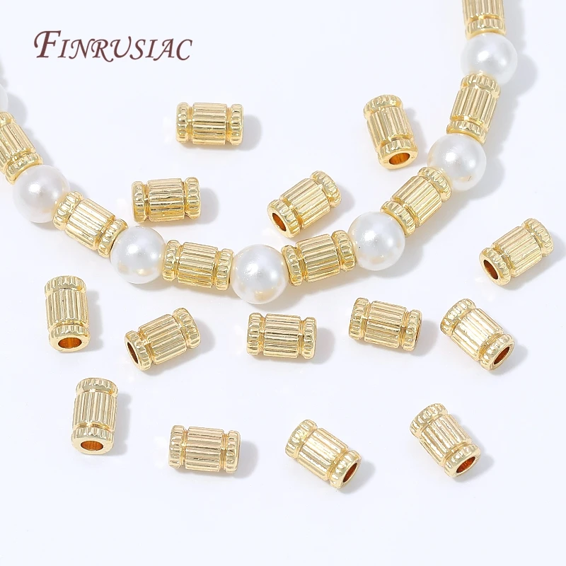 10/20/30Pcs 18K Gold Plated Metal Barrel Beads,Brass Spacer Beads For DIY Jewelry Making Necklace Bracelet Findings