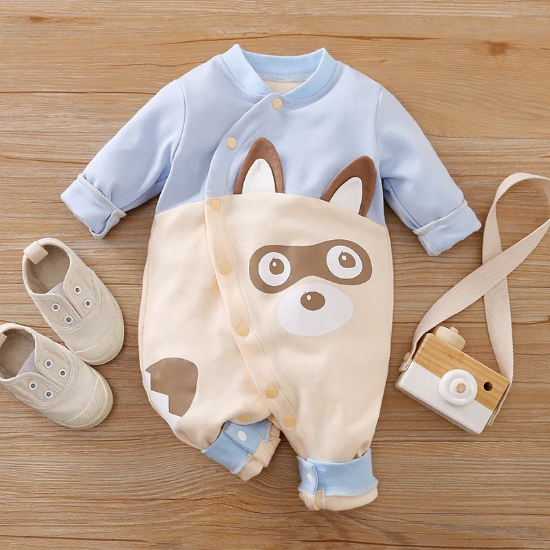 0-12 months old newborn baby clothes girl long sleeved cute animal polite jumpsuit open crotch pants baby jumpsuit toddler jumps