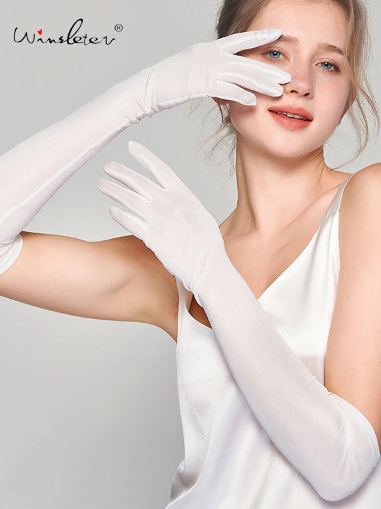 

Winsleter-6A 100%Real Silk Sunscreen Gloves, Women Driving Sun-protection UV, Breathable Thin Arm Gloves, 2025 Summer A57162CC