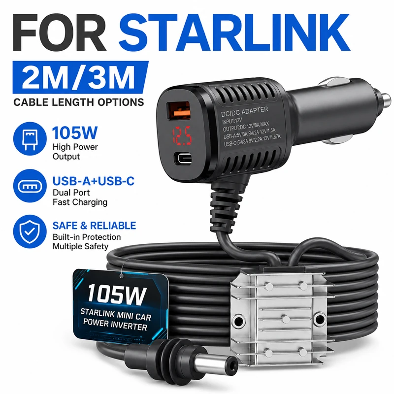 adaptador-de-carro-para-starlink-12v-24v-para-30v-35a-conversor-dc-step-up-com-display-digital-cabo-de-alimentacao-dc-adaptador-para-acendedor-de-cigarros