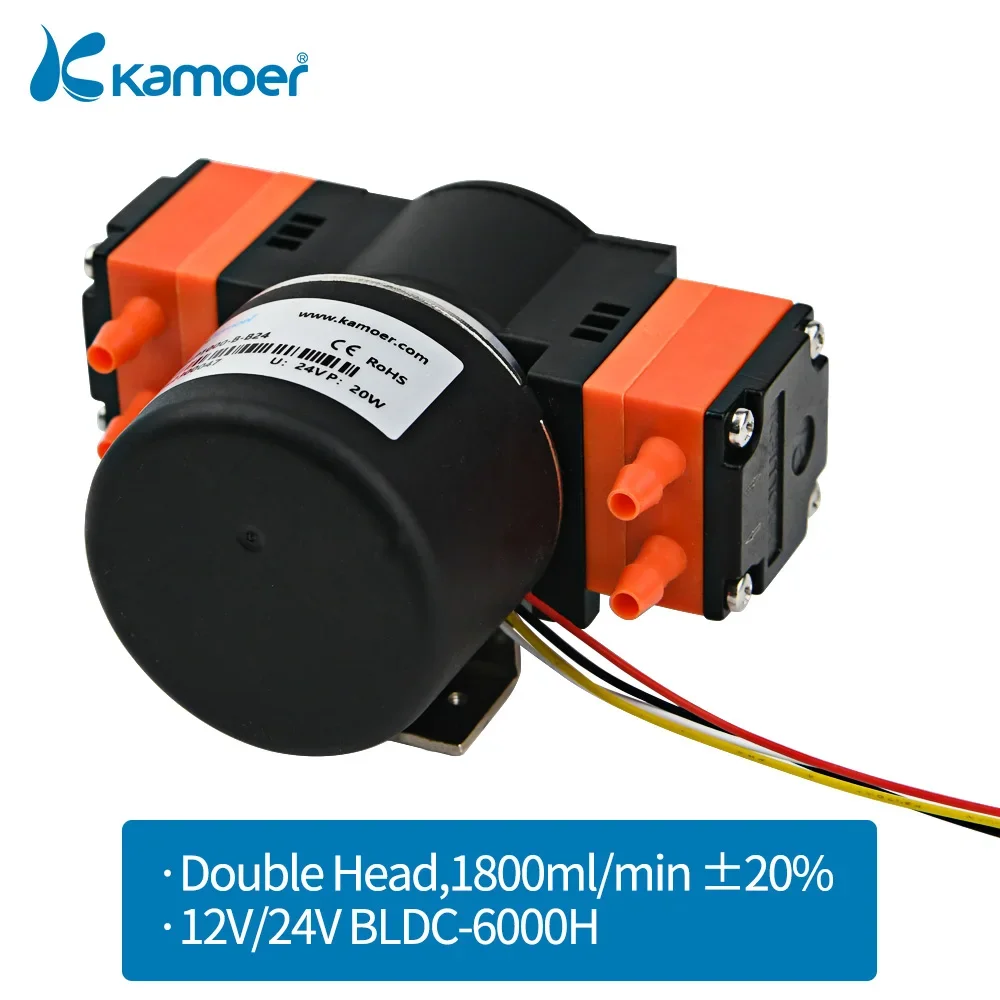 

Kamoer 9002000 млмин KLLP1000 Мембранный жидкостный насос 12 В 24 В BLDC 6000 ч Давление жидкости 0,3 МПа для лабораторного анализа и наполнения