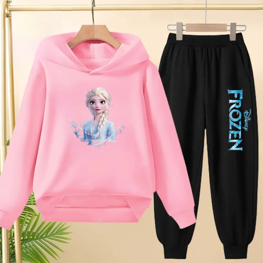 

Kids Clothing Disney Film Frozen Print 3-12Y Tracksuit Girls Boy Frozen Elsa Hoodie+Pants Pretty Girl Clothes Fashion Sportswear
