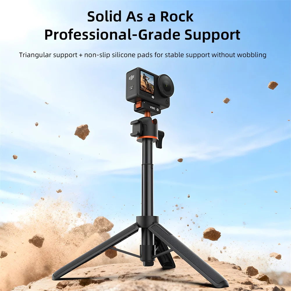 VRIG Quick Release Magnetic Tripod for DJI Action 5/4/3 Pro/OSMO 360 Action Camera Mini Selfie Stick w 360 Ballhead Cold Shoe